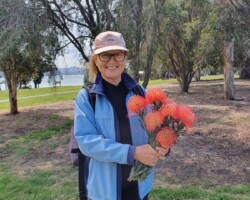 Ursula and Pam walked together today and were given these beautiful proteas by a mum who was in her garden!